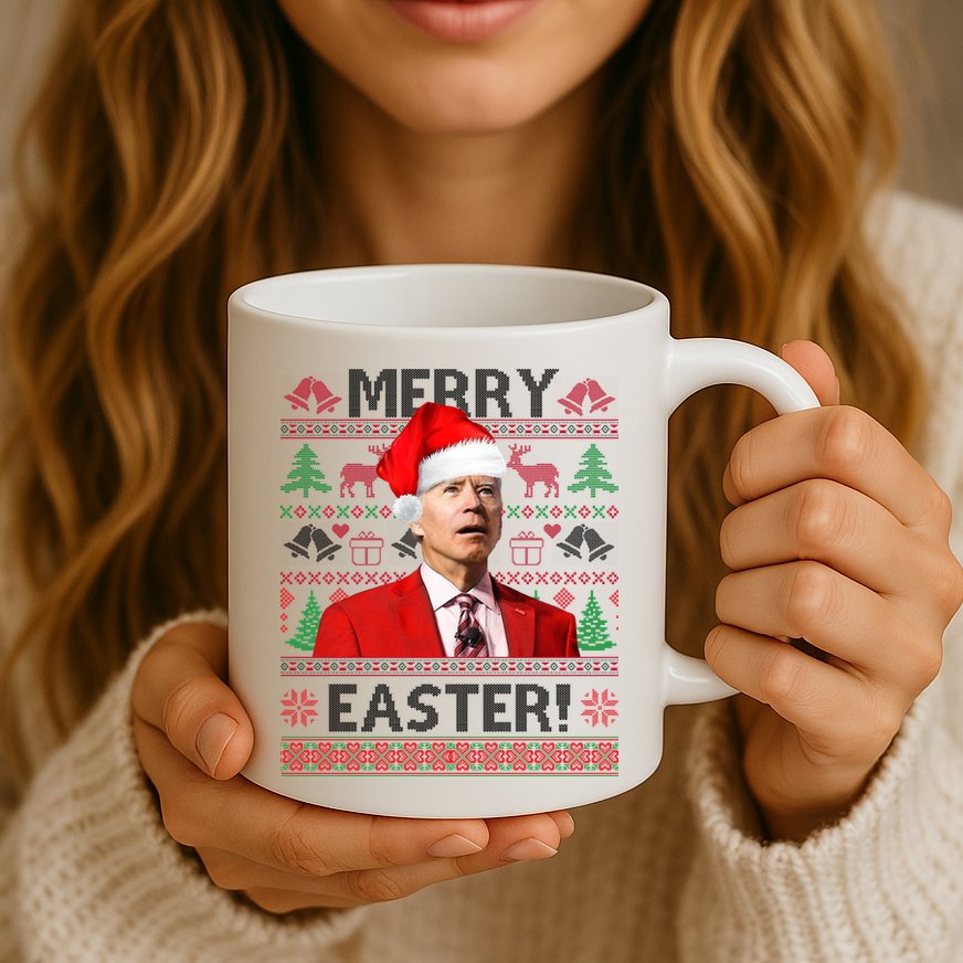 Funny Santa Joe Biden Merry Easter Ugly Christmas Mug