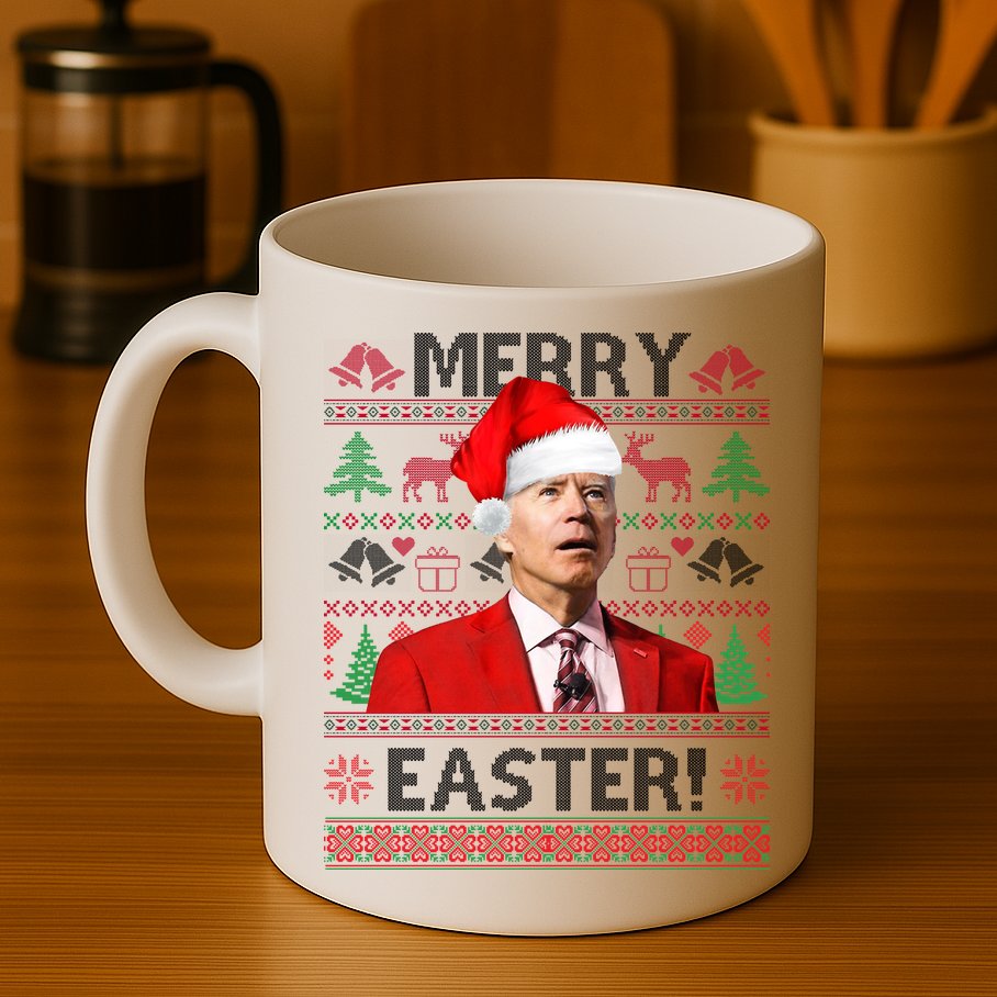 Funny Santa Joe Biden Merry Easter Ugly Christmas Mug