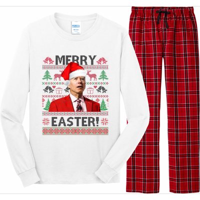 Funny Santa Joe Biden Merry Easter Ugly Christmas Long Sleeve Pajama Set