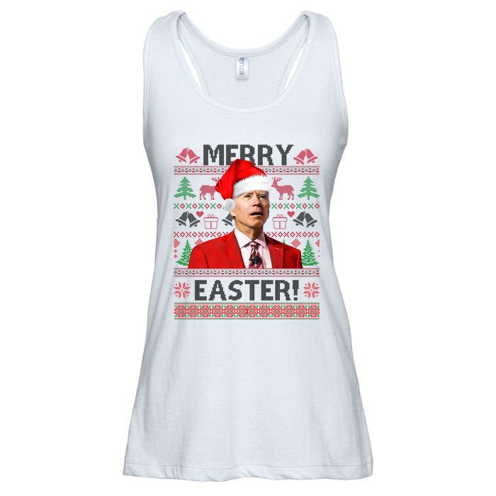 Funny Santa Joe Biden Merry Easter Ugly Christmas Ladies Essential Flowy Tank