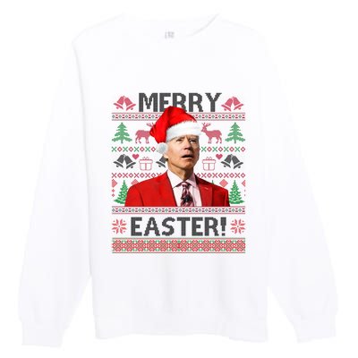 Funny Santa Joe Biden Merry Easter Ugly Christmas Premium Crewneck Sweatshirt