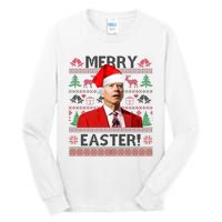 Funny Santa Joe Biden Merry Easter Ugly Christmas Tall Long Sleeve T-Shirt