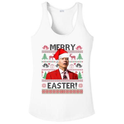 Funny Santa Joe Biden Merry Easter Ugly Christmas Ladies PosiCharge Competitor Racerback Tank