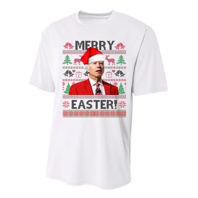 Funny Santa Joe Biden Merry Easter Ugly Christmas Performance Sprint T-Shirt