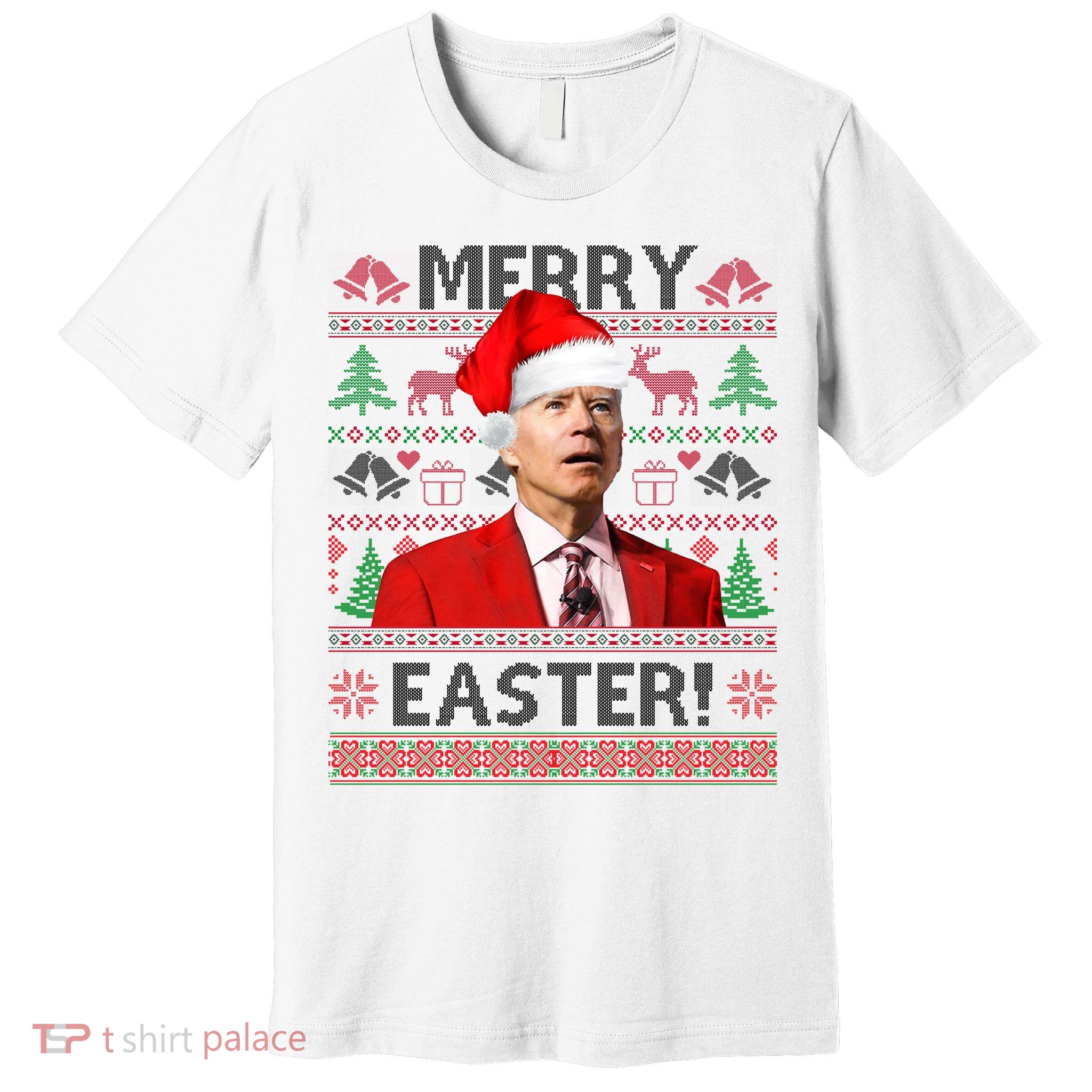 Funny Santa Joe Biden Merry Easter Ugly Christmas Premium T-Shirt