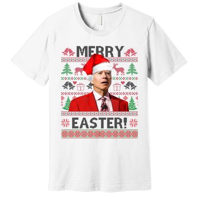 Funny Santa Joe Biden Merry Easter Ugly Christmas Premium T-Shirt