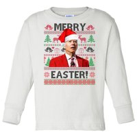 Funny Santa Joe Biden Merry Easter Ugly Christmas Toddler Long Sleeve Shirt