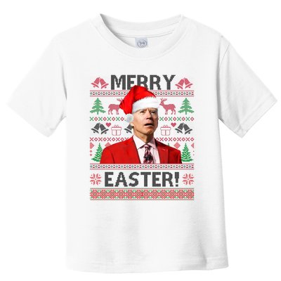 Funny Santa Joe Biden Merry Easter Ugly Christmas Toddler T-Shirt