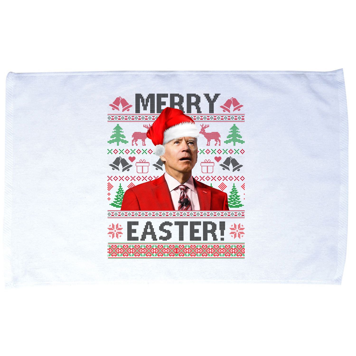 Funny Santa Joe Biden Merry Easter Ugly Christmas Microfiber Hand Towel