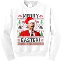 Funny Santa Joe Biden Merry Easter Ugly Christmas Kids Sweatshirt