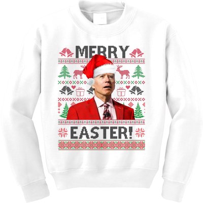 Funny Santa Joe Biden Merry Easter Ugly Christmas Kids Sweatshirt