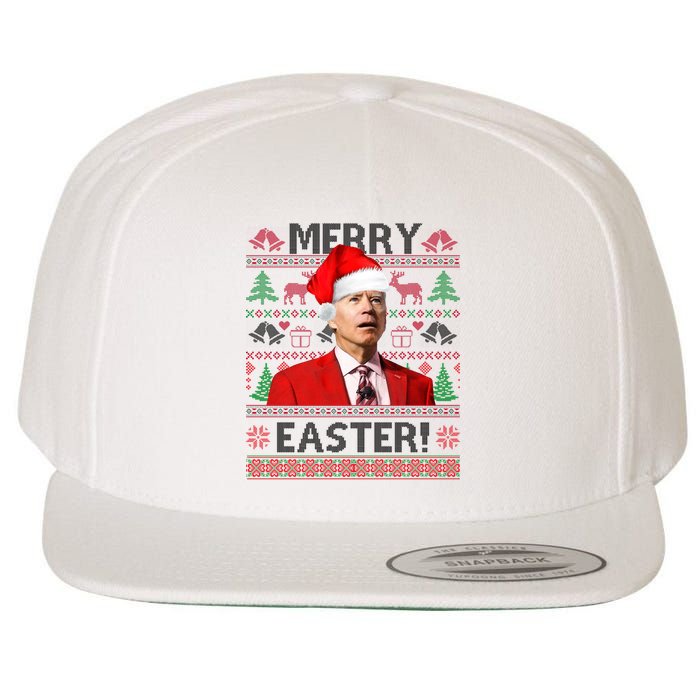 Funny Santa Joe Biden Merry Easter Ugly Christmas Wool Snapback Cap