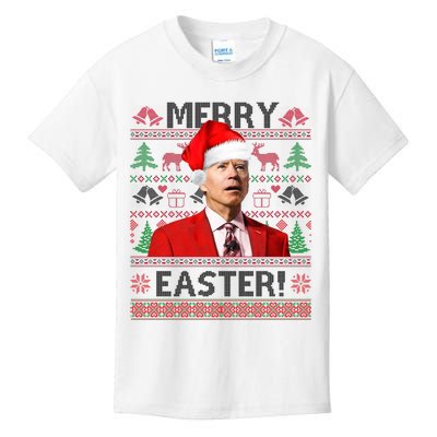 Funny Santa Joe Biden Merry Easter Ugly Christmas Kids T-Shirt