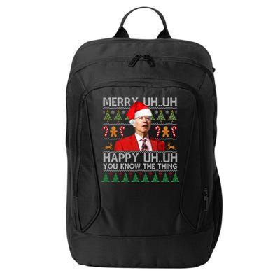 Funny Santa Joe Biden Merry Uh Uh Christmas Ugly City Backpack