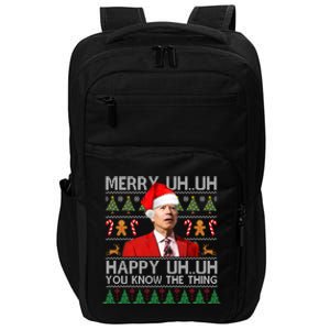 Funny Santa Joe Biden Merry Uh Uh Christmas Ugly Impact Tech Backpack