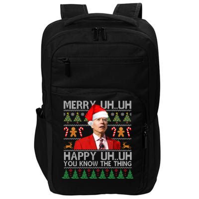 Funny Santa Joe Biden Merry Uh Uh Christmas Ugly Impact Tech Backpack