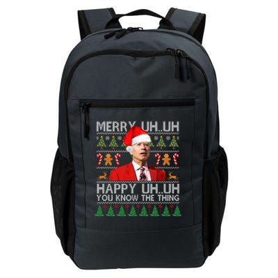 Funny Santa Joe Biden Merry Uh Uh Christmas Ugly Daily Commute Backpack