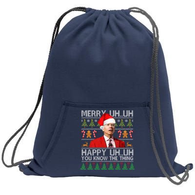 Funny Santa Joe Biden Merry Uh Uh Christmas Ugly Sweatshirt Cinch Pack Bag