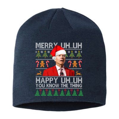 Funny Santa Joe Biden Merry Uh Uh Christmas Ugly Sustainable Beanie