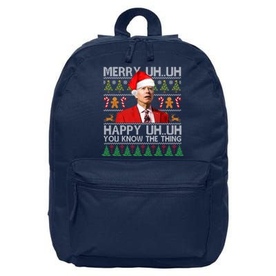 Funny Santa Joe Biden Merry Uh Uh Christmas Ugly 16 in Basic Backpack