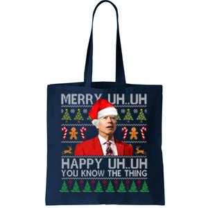 Funny Santa Joe Biden Merry Uh Uh Christmas Ugly Tote Bag