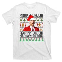 Funny Santa Joe Biden Merry Uh Uh Christmas Ugly T-Shirt