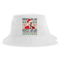 Funny Santa Joe Biden Merry Uh Uh Christmas Ugly Sustainable Bucket Hat