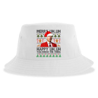 Funny Santa Joe Biden Merry Uh Uh Christmas Ugly Sustainable Bucket Hat