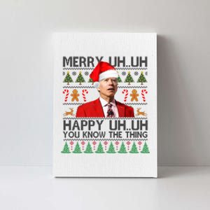 Funny Santa Joe Biden Merry Uh Uh Christmas Ugly Canvas