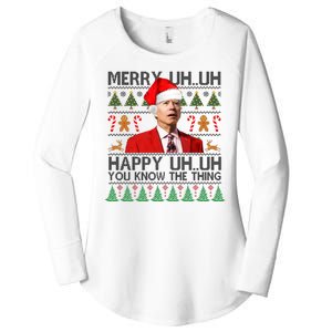 Funny Santa Joe Biden Merry Uh Uh Christmas Ugly Women's Perfect Tri Tunic Long Sleeve Shirt