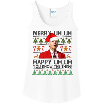 Funny Santa Joe Biden Merry Uh Uh Christmas Ugly Ladies Essential Tank