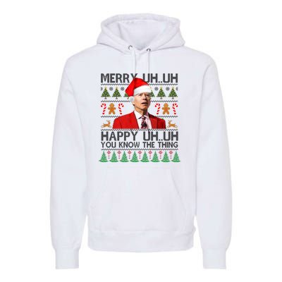 Funny Santa Joe Biden Merry Uh Uh Christmas Ugly Premium Hoodie