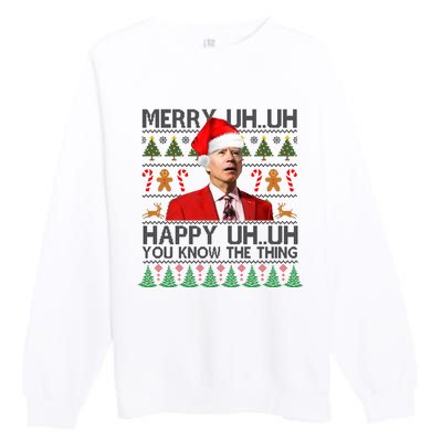 Funny Santa Joe Biden Merry Uh Uh Christmas Ugly Premium Crewneck Sweatshirt