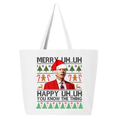 Funny Santa Joe Biden Merry Uh Uh Christmas Ugly 25L Jumbo Tote