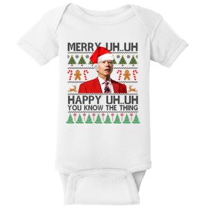 Funny Santa Joe Biden Merry Uh Uh Christmas Ugly Baby Bodysuit