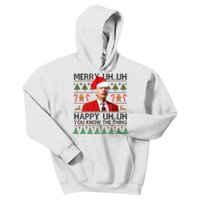 Funny Santa Joe Biden Merry Uh Uh Christmas Ugly Kids Hoodie