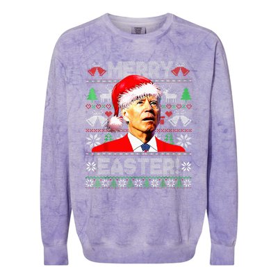 Funny Santa Joe Biden Happy Easter Ugly Christmas Sweater Colorblast Crewneck Sweatshirt