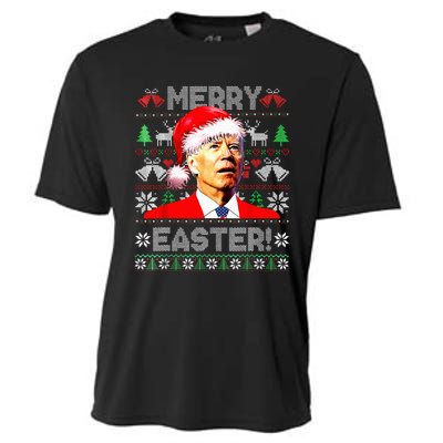 Funny Santa Joe Biden Happy Easter Ugly Christmas Sweater Cooling Performance Crew T-Shirt