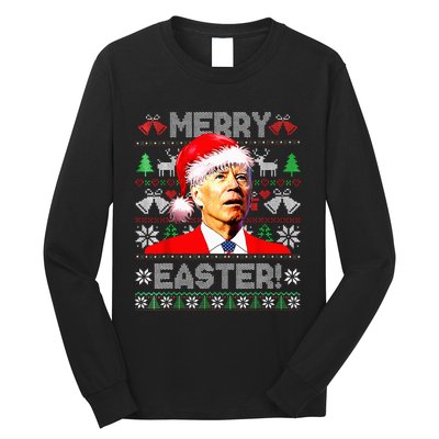 Funny Santa Joe Biden Happy Easter Ugly Christmas Sweater Long Sleeve Shirt