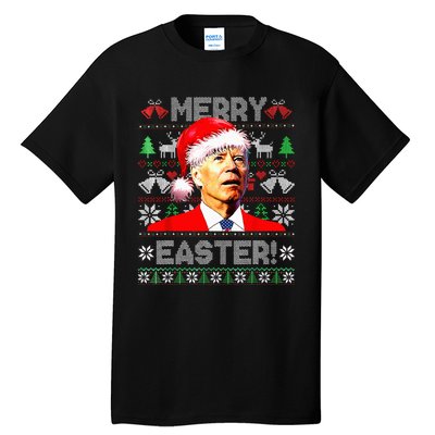 Funny Santa Joe Biden Happy Easter Ugly Christmas Sweater Tall T-Shirt