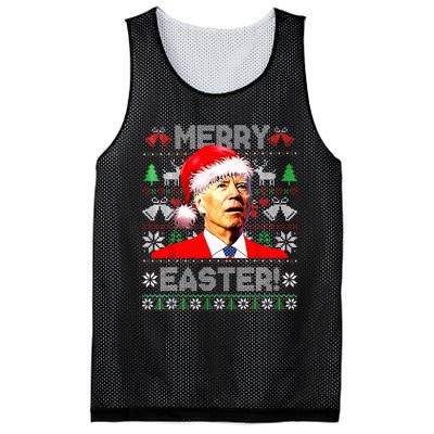 Funny Santa Joe Biden Happy Easter Ugly Christmas Sweater Mesh Reversible Basketball Jersey Tank