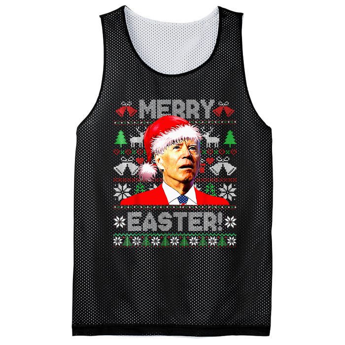 Funny Santa Joe Biden Happy Easter Ugly Christmas Sweater Mesh Reversible Basketball Jersey Tank