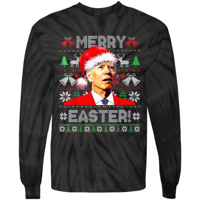 Funny Santa Joe Biden Happy Easter Ugly Christmas Sweater Tie-Dye Long Sleeve Shirt