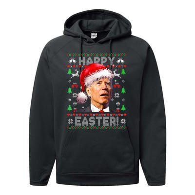 Funny Santa Joe Biden Happy Easter Ugly Christmas  Performance Fleece Hoodie