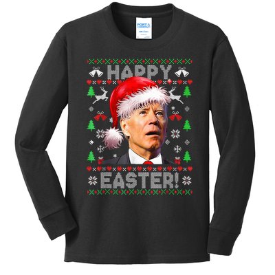 Funny Santa Joe Biden Happy Easter Ugly Christmas  Kids Long Sleeve Shirt