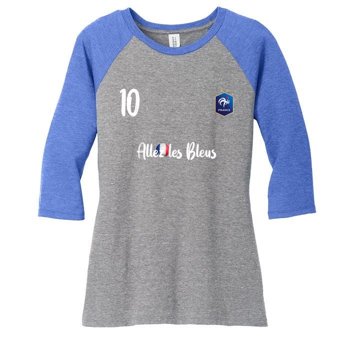 France Soccer Jersey France Football Alles Les Bleus Women's Tri-Blend 3/4-Sleeve Raglan Shirt