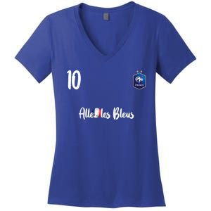 France Soccer Jersey France Football Alles Les Bleus Women's V-Neck T-Shirt