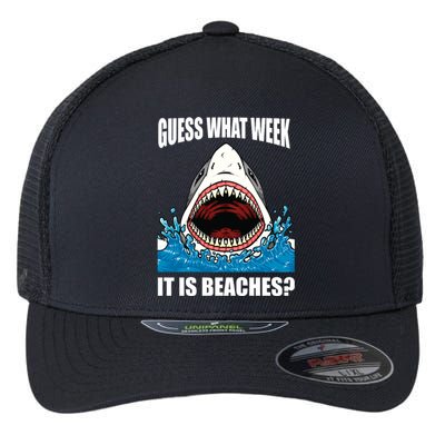 Funny Shark Joke Guess What Week It Is Sarcastic Party Beach Gift Flexfit Unipanel Trucker Cap