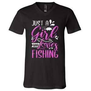 Fishers Sayings Just A Who Loves Fishing V-Neck T-Shirt