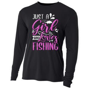 Fishers Sayings Just A Who Loves Fishing Cooling Performance Long Sleeve Crew